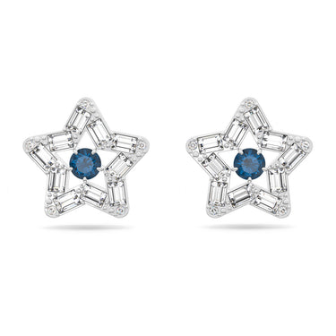 Swarovski Damen Ohrringe Ohrstecker Stella Verschiedene Schliffe, Blau, Rhodiniert 5639188